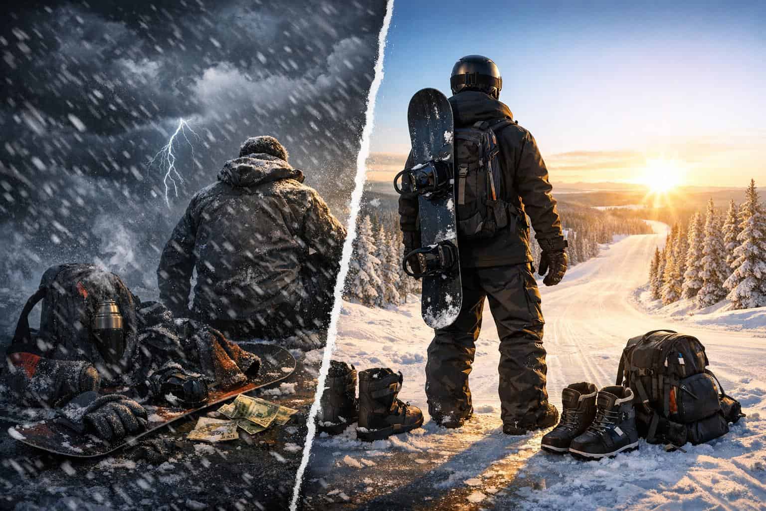Beginner snowboarder feeling prepared and confident after choosing the right gear