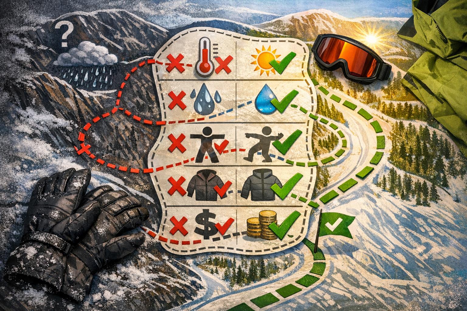 Helly Hansen Beginner Gear Scorecard Scorecard style visual for Helly Hansen snowboard gear weather protection and beginner fit