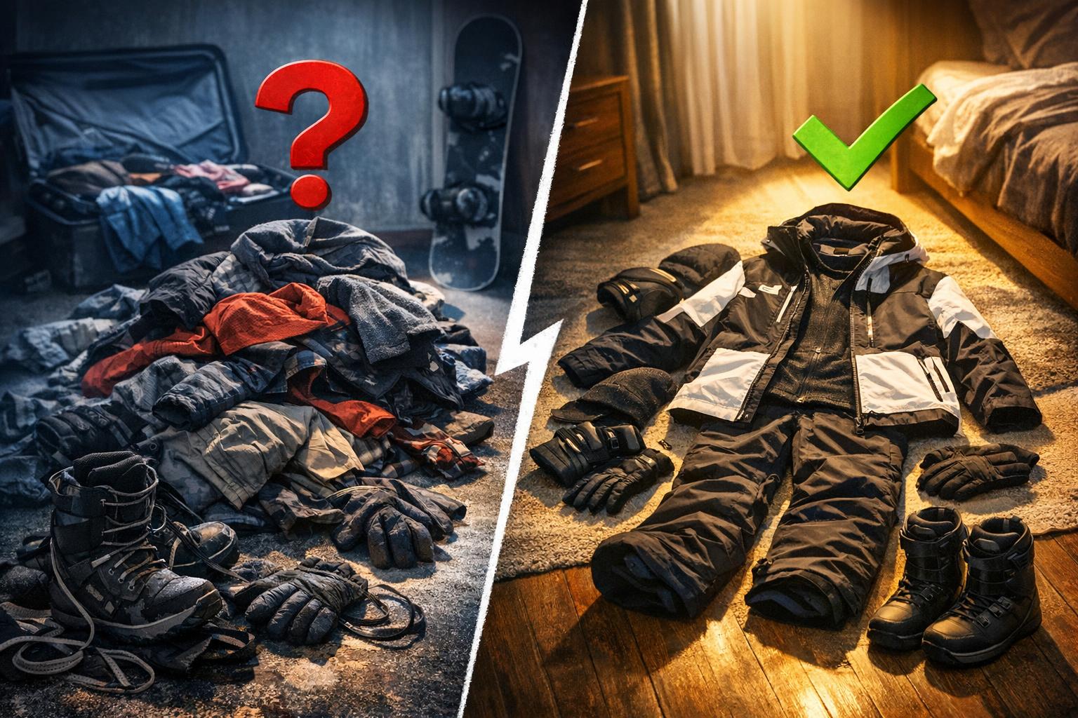 Snowboard Gear Fit Risk for Beginners Snowboard beginner worried about jacket and pants fit before a first mountain day