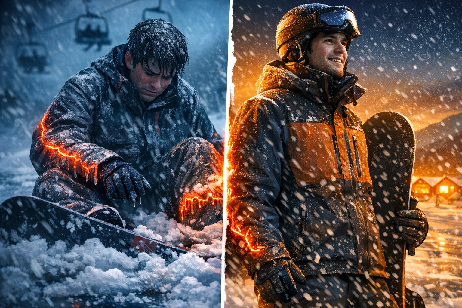 The Cold Wet Resort Problem for Beginner Snowboarders Wet snowboard resort conditions showing why beginners need dry outerwear